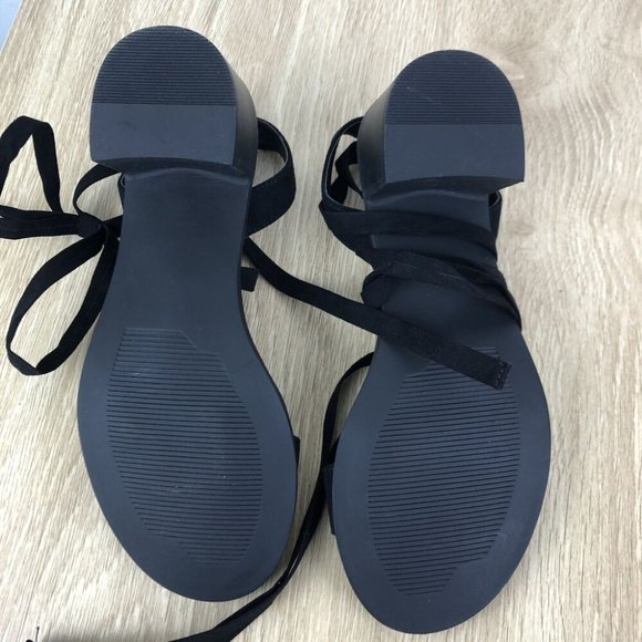 Betts Black Heels Size 5 Ankle Bow Tie Block Heel Faux Suede Party Formal - Picture 9 of 9